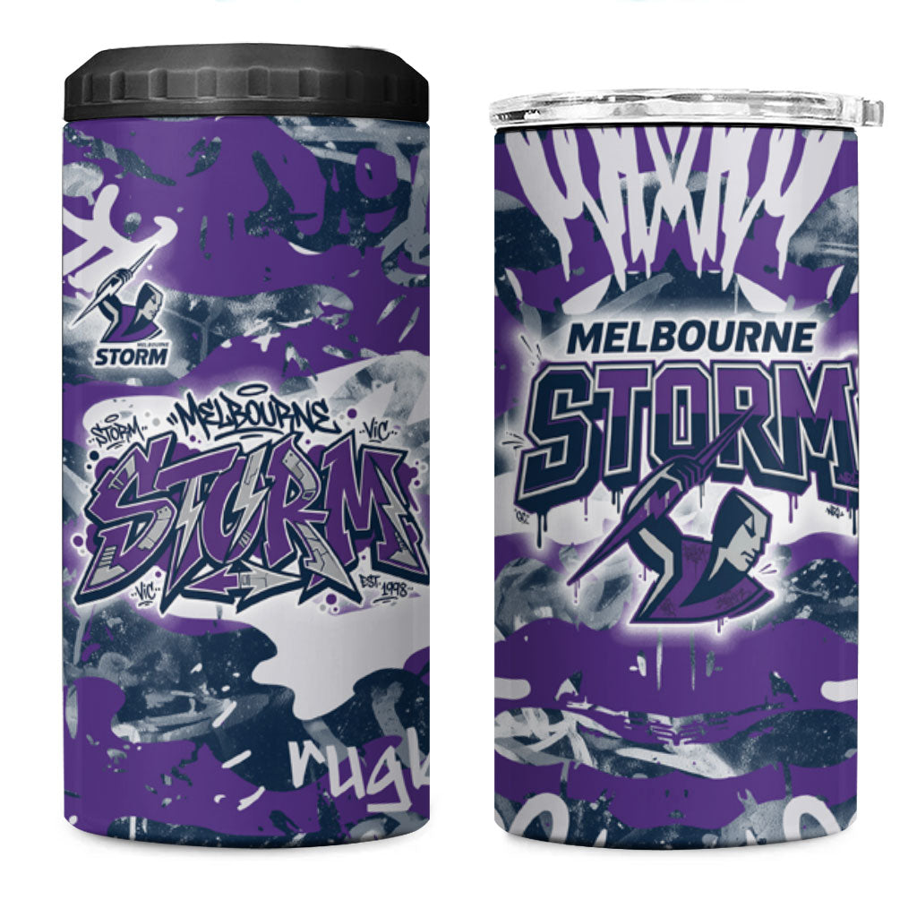 Melbourne Storm Rugby 4 in 1 Can Cooler Tumbler Graffiti Typography Urban Camo Abstract Street Style
