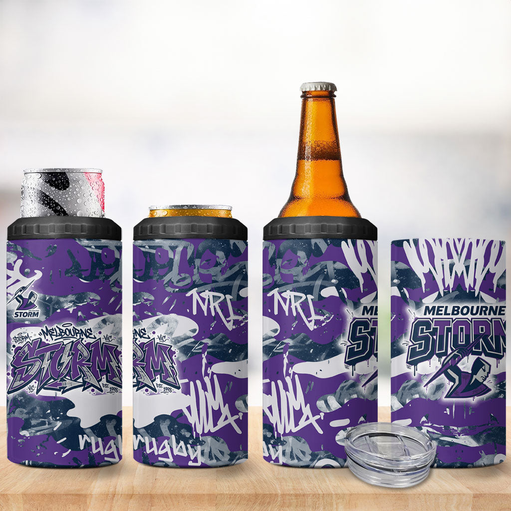 Melbourne Storm Rugby 4 in 1 Can Cooler Tumbler Graffiti Typography Urban Camo Abstract Street Style