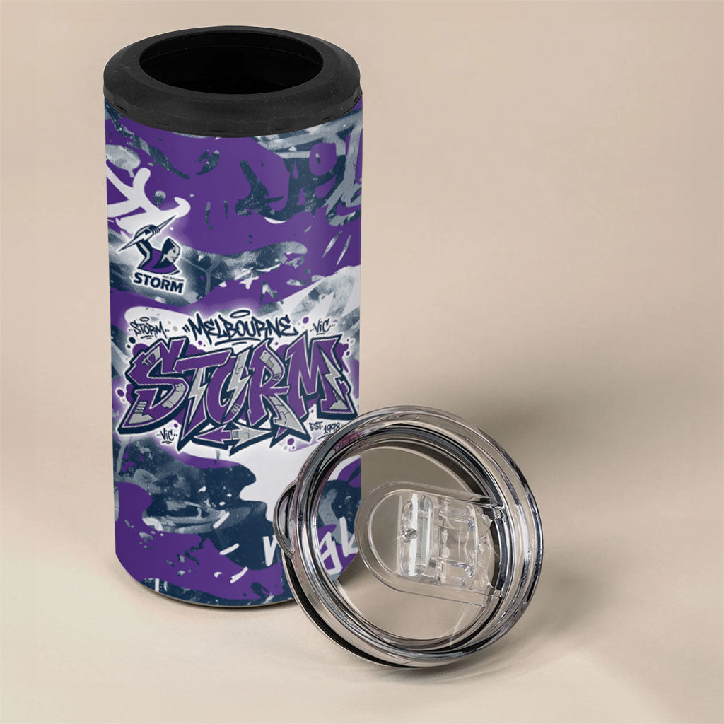 Melbourne Storm Rugby 4 in 1 Can Cooler Tumbler Graffiti Typography Urban Camo Abstract Street Style