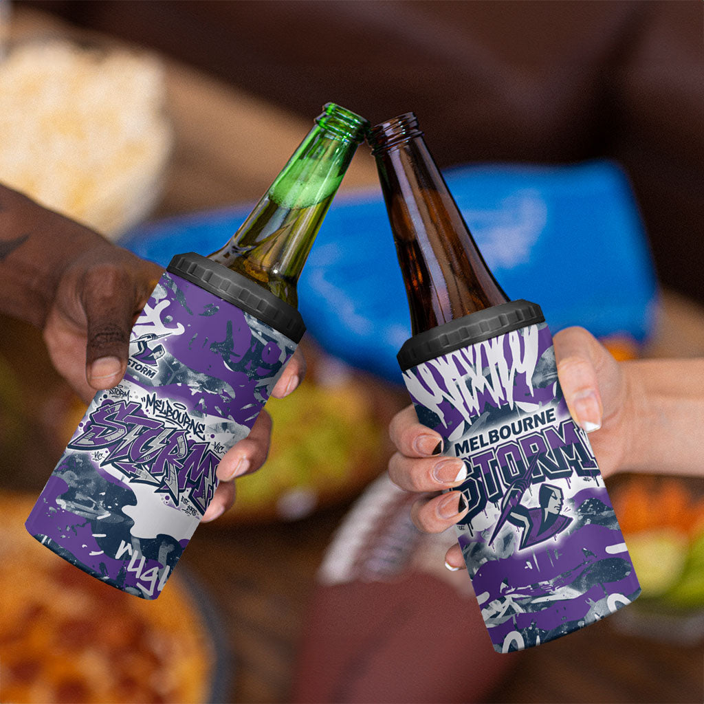 Melbourne Storm Rugby 4 in 1 Can Cooler Tumbler Graffiti Typography Urban Camo Abstract Street Style