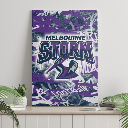 Melbourne Storm Rugby Canvas Wall Art Graffiti Typography Urban Camo Abstract Street Style