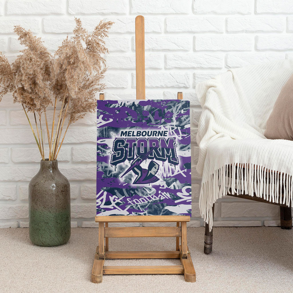 Melbourne Storm Rugby Canvas Wall Art Graffiti Typography Urban Camo Abstract Street Style