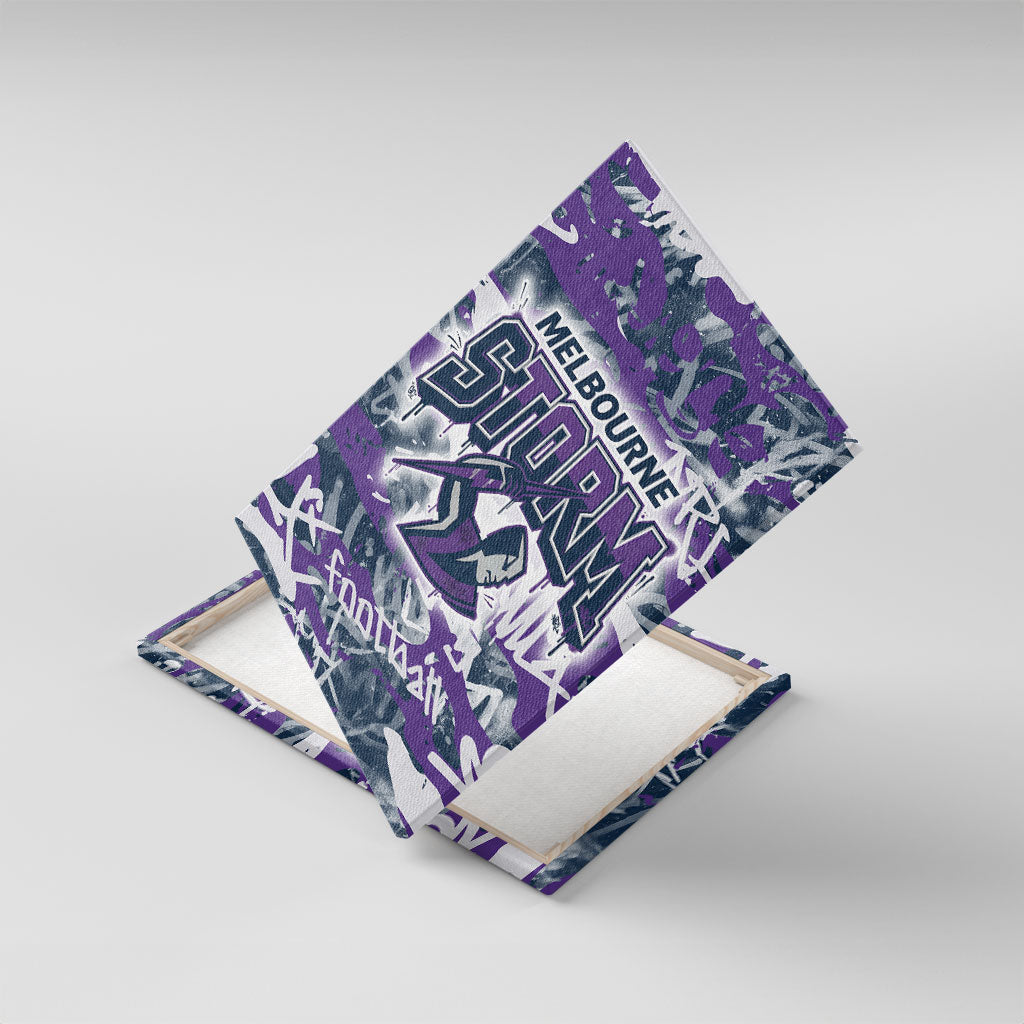 Melbourne Storm Rugby Canvas Wall Art Graffiti Typography Urban Camo Abstract Street Style