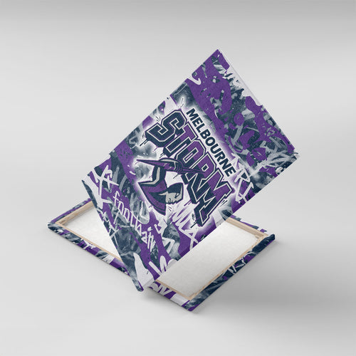 Melbourne Storm Rugby Canvas Wall Art Graffiti Typography Urban Camo Abstract Street Style