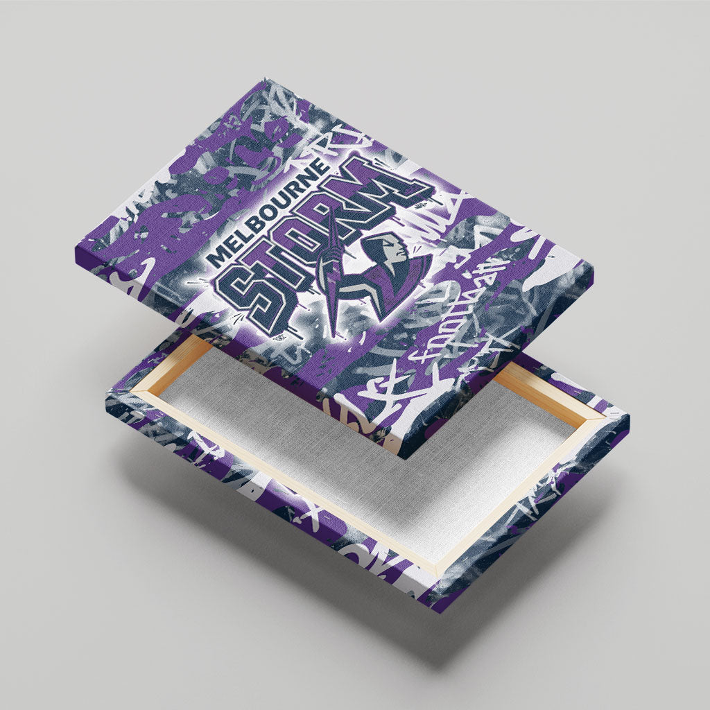 Melbourne Storm Rugby Canvas Wall Art Graffiti Typography Urban Camo Abstract Street Style