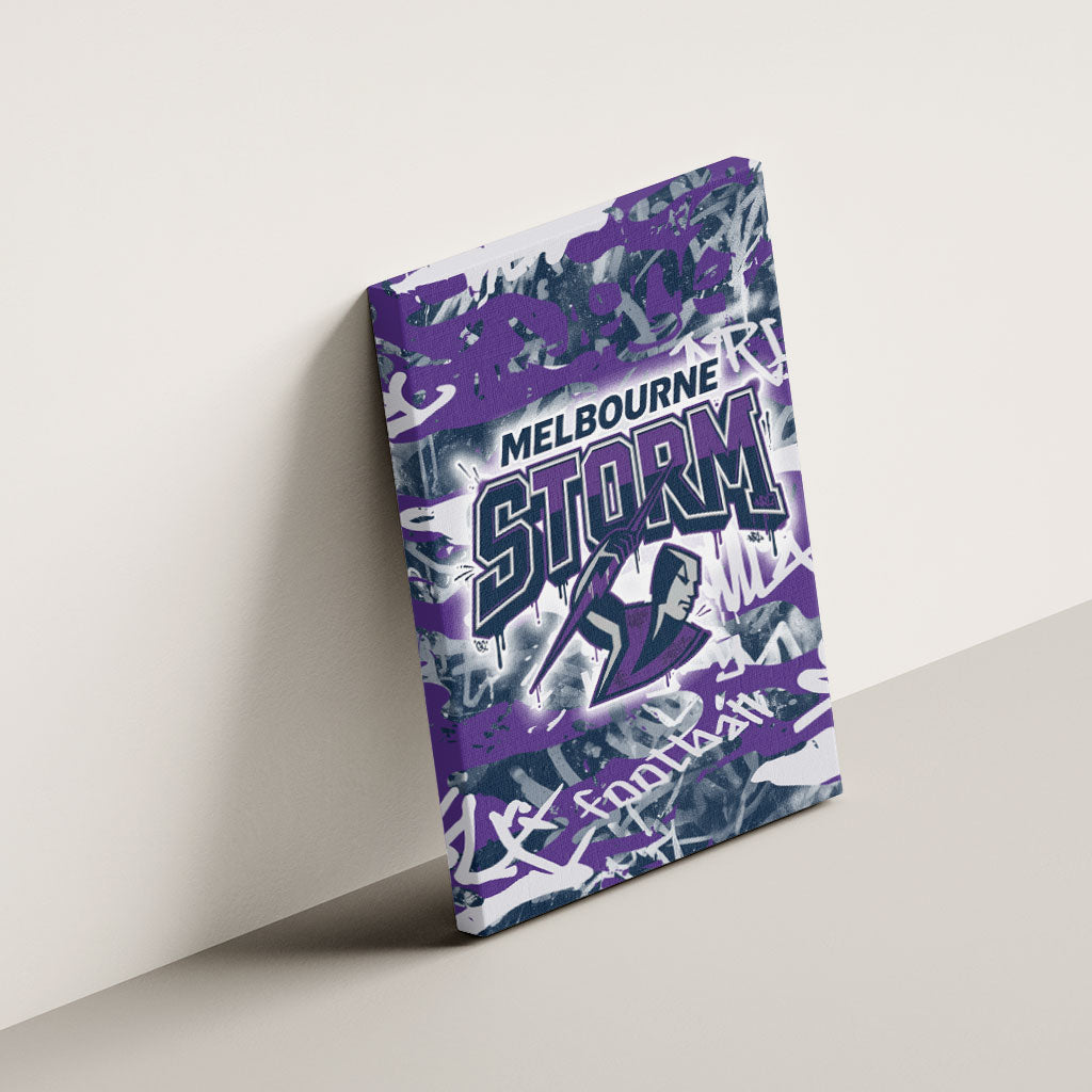 Melbourne Storm Rugby Canvas Wall Art Graffiti Typography Urban Camo Abstract Street Style