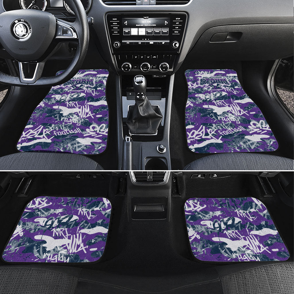 Melbourne Storm Rugby Car Mats Graffiti Typography Urban Camo Abstract Street Style