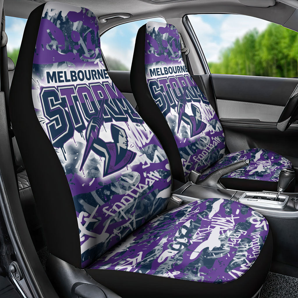 Melbourne Storm Rugby Car Seat Cover Graffiti Typography Urban Camo Abstract Street Style