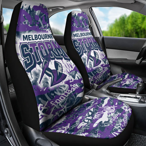 Melbourne Storm Rugby Car Seat Cover Graffiti Typography Urban Camo Abstract Street Style