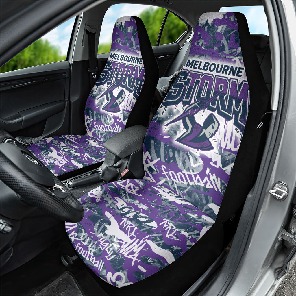 Melbourne Storm Rugby Car Seat Cover Graffiti Typography Urban Camo Abstract Street Style