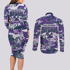 Melbourne Storm Rugby Couples Matching Long Sleeve Bodycon Dress and Long Sleeve Button Shirt Graffiti Typography Urban Camo Abstract Street Style