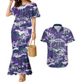 Melbourne Storm Rugby Couples Matching Mermaid Dress and Hawaiian Shirt Graffiti Typography Urban Camo Abstract Street Style