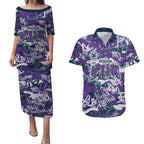 Melbourne Storm Rugby Couples Matching Puletasi and Hawaiian Shirt Graffiti Typography Urban Camo Abstract Street Style