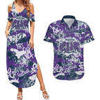 Melbourne Storm Rugby Couples Matching Summer Maxi Dress and Hawaiian Shirt Graffiti Typography Urban Camo Abstract Street Style