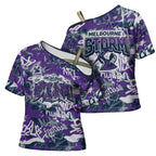 Melbourne Storm Rugby Cross Shoulder Shirt Graffiti Typography Urban Camo Abstract Street Style