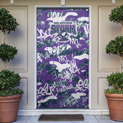 Melbourne Storm Rugby Door Cover Graffiti Typography Urban Camo Abstract Street Style