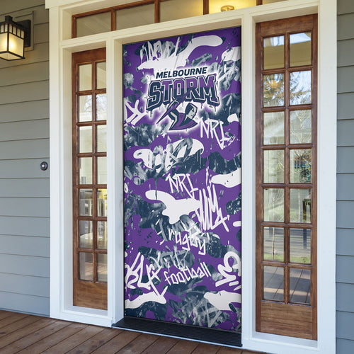 Melbourne Storm Rugby Door Cover Graffiti Typography Urban Camo Abstract Street Style