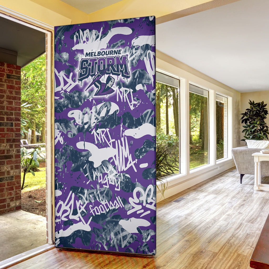 Melbourne Storm Rugby Door Cover Graffiti Typography Urban Camo Abstract Street Style