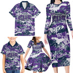 Melbourne Storm Rugby Family Matching Long Sleeve Bodycon Dress and Hawaiian Shirt Graffiti Typography Urban Camo Abstract Street Style