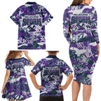 Melbourne Storm Rugby Family Matching Long Sleeve Bodycon Dress and Hawaiian Shirt Graffiti Typography Urban Camo Abstract Street Style