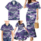 Melbourne Storm Rugby Family Matching Mermaid Dress and Hawaiian Shirt Graffiti Typography Urban Camo Abstract Street Style