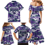 Melbourne Storm Rugby Family Matching Mermaid Dress and Hawaiian Shirt Graffiti Typography Urban Camo Abstract Street Style