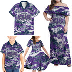 Melbourne Storm Rugby Family Matching Off Shoulder Maxi Dress and Hawaiian Shirt Graffiti Typography Urban Camo Abstract Street Style