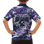 Melbourne Storm Rugby Family Matching Off Shoulder Maxi Dress and Hawaiian Shirt Graffiti Typography Urban Camo Abstract Street Style