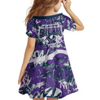 Melbourne Storm Rugby Family Matching Off Shoulder Maxi Dress and Hawaiian Shirt Graffiti Typography Urban Camo Abstract Street Style