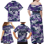 Melbourne Storm Rugby Family Matching Off Shoulder Maxi Dress and Hawaiian Shirt Graffiti Typography Urban Camo Abstract Street Style