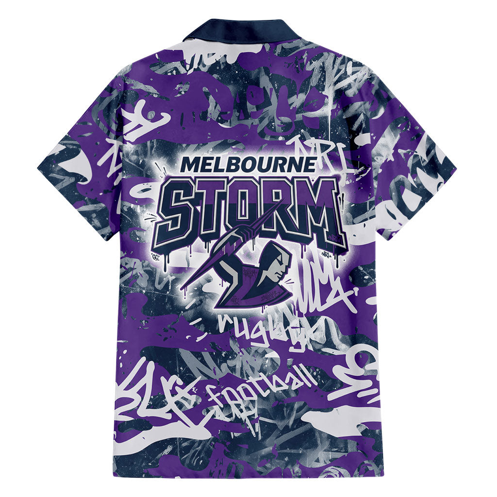 Melbourne Storm Rugby Family Matching Off Shoulder Maxi Dress and Hawaiian Shirt Graffiti Typography Urban Camo Abstract Street Style