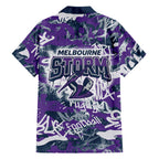 Melbourne Storm Rugby Family Matching Off Shoulder Maxi Dress and Hawaiian Shirt Graffiti Typography Urban Camo Abstract Street Style