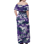 Melbourne Storm Rugby Family Matching Off Shoulder Maxi Dress and Hawaiian Shirt Graffiti Typography Urban Camo Abstract Street Style