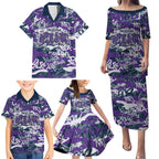 Melbourne Storm Rugby Family Matching Puletasi and Hawaiian Shirt Graffiti Typography Urban Camo Abstract Street Style