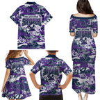 Melbourne Storm Rugby Family Matching Puletasi and Hawaiian Shirt Graffiti Typography Urban Camo Abstract Street Style