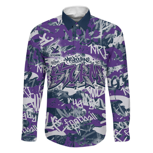 Melbourne Storm Rugby Family Matching Short Sleeve Bodycon Dress and Hawaiian Shirt Graffiti Typography Urban Camo Abstract Street Style