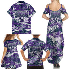 Melbourne Storm Rugby Family Matching Summer Maxi Dress and Hawaiian Shirt Graffiti Typography Urban Camo Abstract Street Style