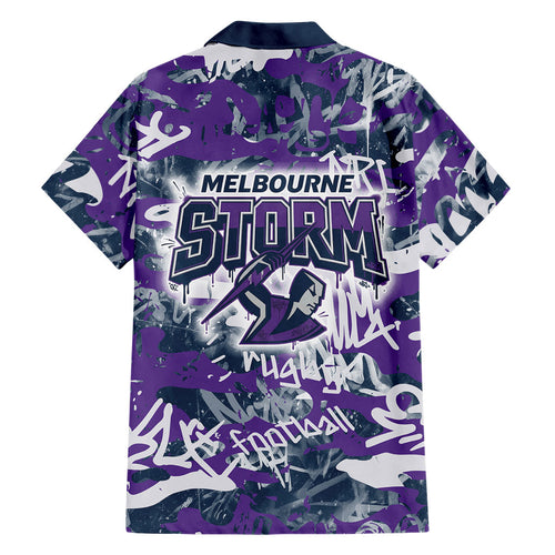 Melbourne Storm Rugby Family Matching Tank Maxi Dress and Hawaiian Shirt Graffiti Typography Urban Camo Abstract Street Style