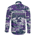 Melbourne Storm Rugby Family Matching Tank Maxi Dress and Hawaiian Shirt Graffiti Typography Urban Camo Abstract Street Style