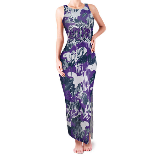 Melbourne Storm Rugby Family Matching Tank Maxi Dress and Hawaiian Shirt Graffiti Typography Urban Camo Abstract Street Style