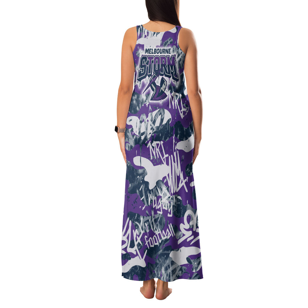 Melbourne Storm Rugby Family Matching Tank Maxi Dress and Hawaiian Shirt Graffiti Typography Urban Camo Abstract Street Style
