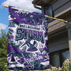 Melbourne Storm Rugby Garden Flag Graffiti Typography Urban Camo Abstract Street Style