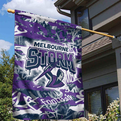 Melbourne Storm Rugby Garden Flag Graffiti Typography Urban Camo Abstract Street Style