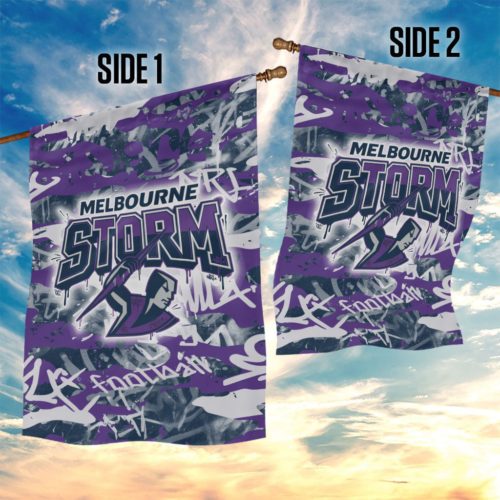 Melbourne Storm Rugby Garden Flag Graffiti Typography Urban Camo Abstract Street Style