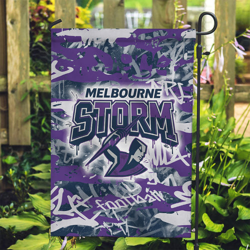 Melbourne Storm Rugby Garden Flag Graffiti Typography Urban Camo Abstract Street Style