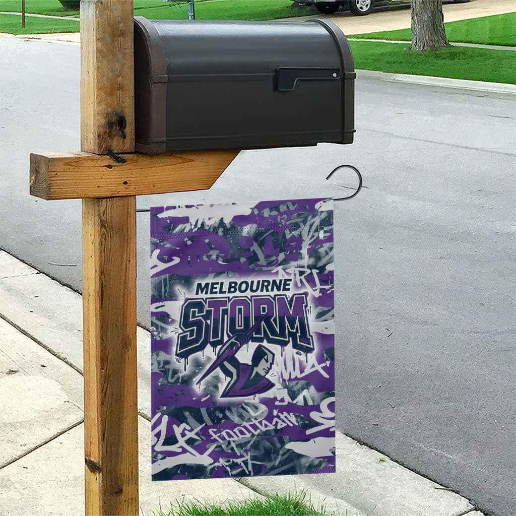 Melbourne Storm Rugby Garden Flag Graffiti Typography Urban Camo Abstract Street Style