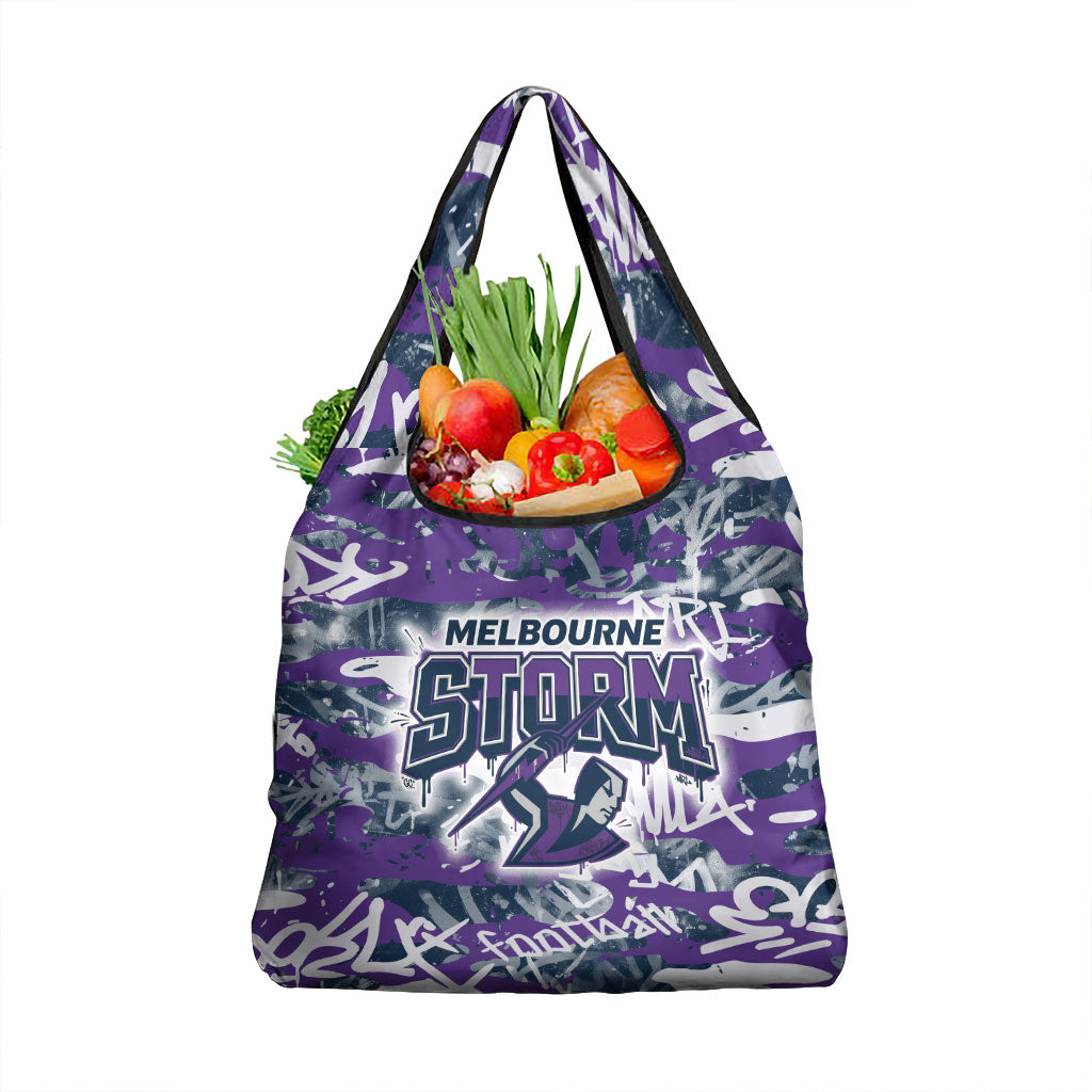Melbourne Storm Rugby Grocery Bag Graffiti Typography Urban Camo Abstract Street Style