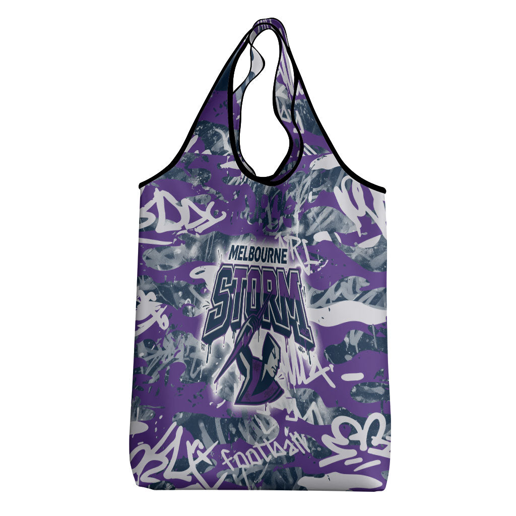 Melbourne Storm Rugby Grocery Bag Graffiti Typography Urban Camo Abstract Street Style