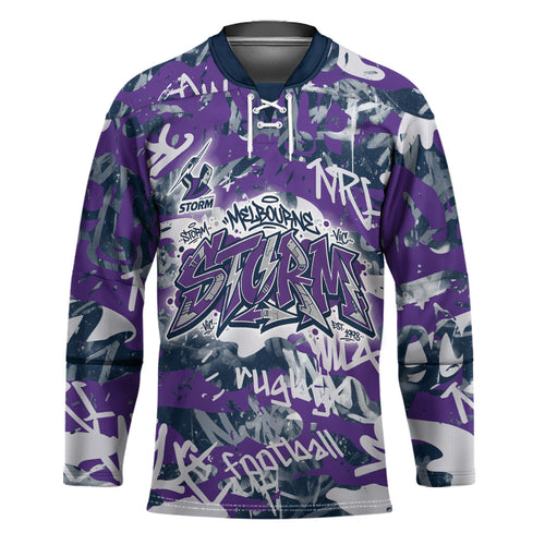 Melbourne Storm Rugby Hockey Jersey Graffiti Typography Urban Camo Abstract Street Style