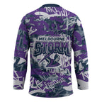 Melbourne Storm Rugby Hockey Jersey Graffiti Typography Urban Camo Abstract Street Style